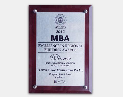 MBA 2012 - Excellence in Regional Building Awards